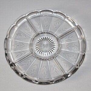Etched Divided Serving Dish | Vintage Glass Tray